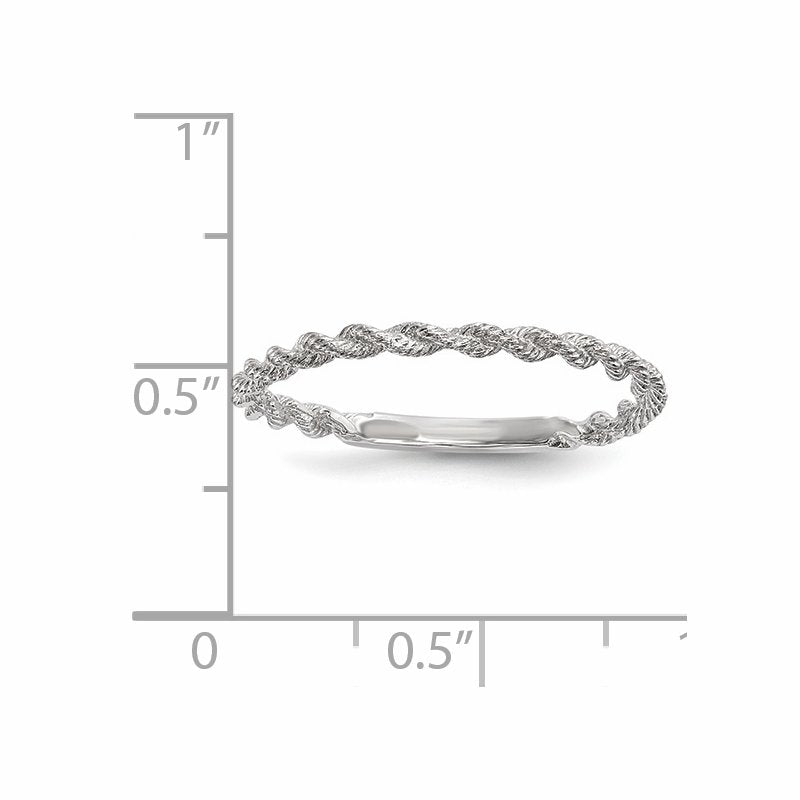 14k White Gold Polished Twisted Rope Ring