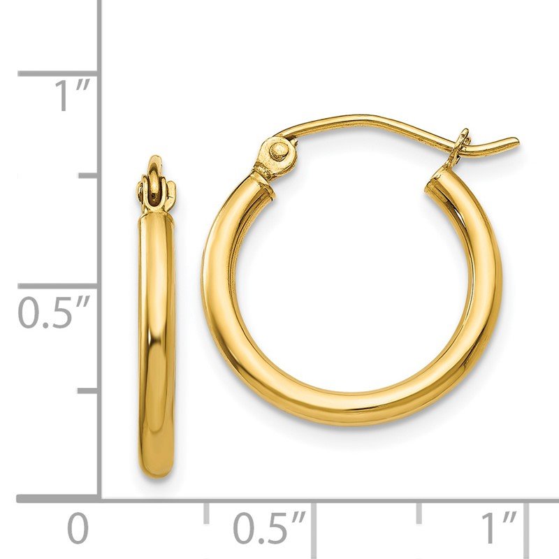 14k 2x18mm Polished Tube Hoop Earrings