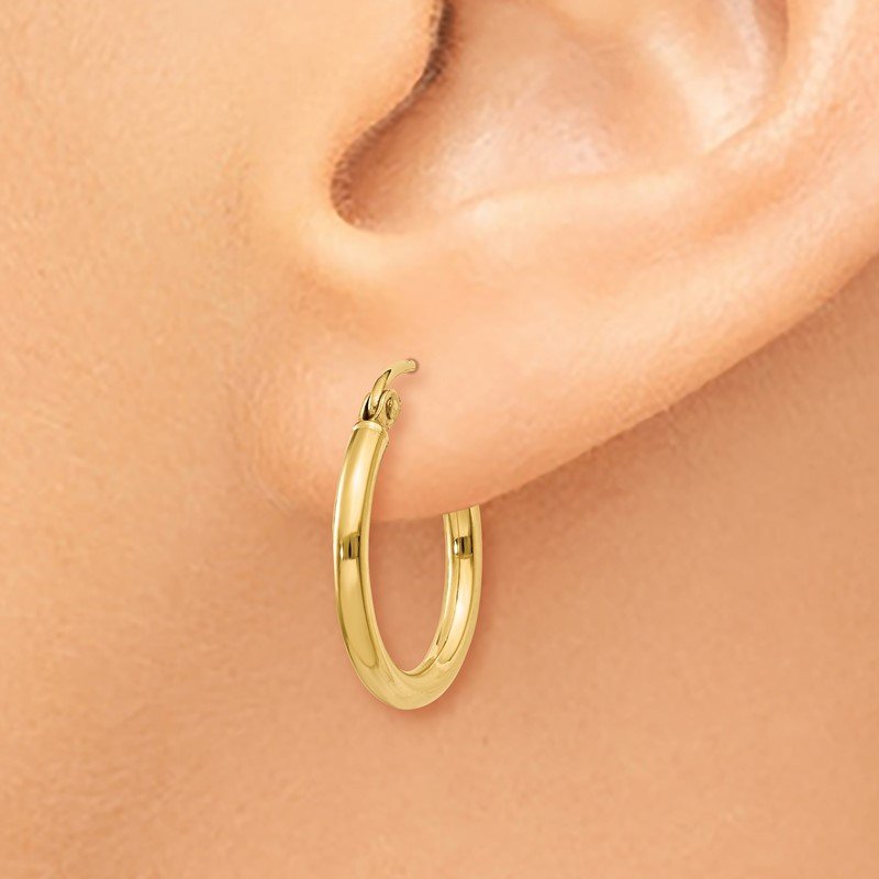 14k 2x18mm Polished Tube Hoop Earrings