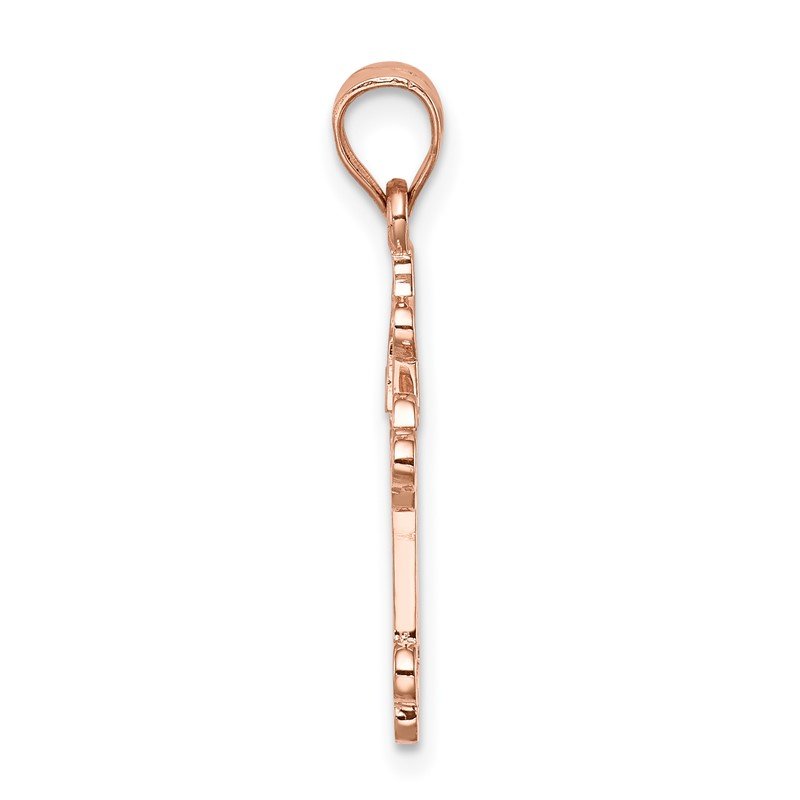 14K Rose Gold Polished Budded Cross Pendant