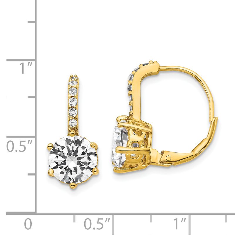 Sterling Silver Gold-plated Brilliant-cut CZ Leverback Earrings