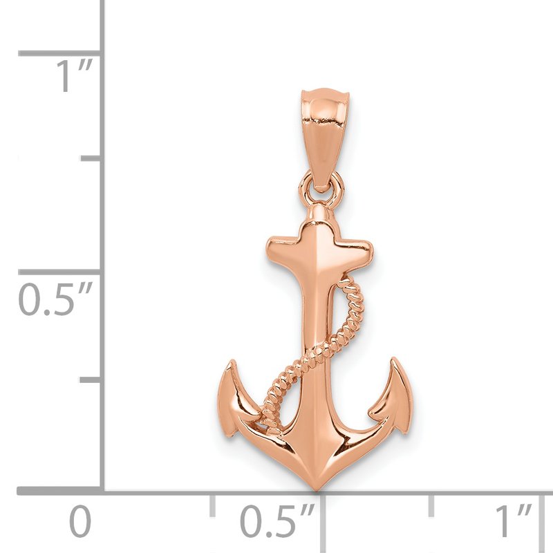 14k Rose Gold Anchor with Rope Pendant