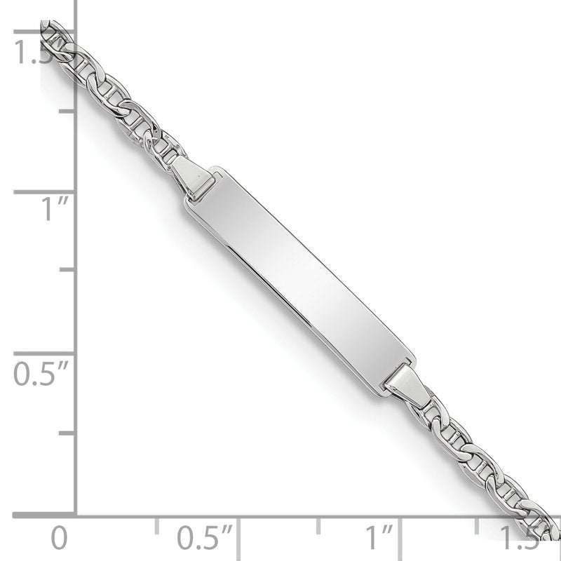 14k White Gold Polished Semi-Solid Chain/Solid Plate Anchor Link 20x4.5mm Plate 5.5 inch Baby/Child ID Bracelet