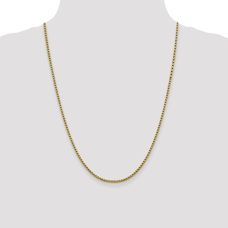 14K 2.4mm Semi-Solid D/C Round Box Chain