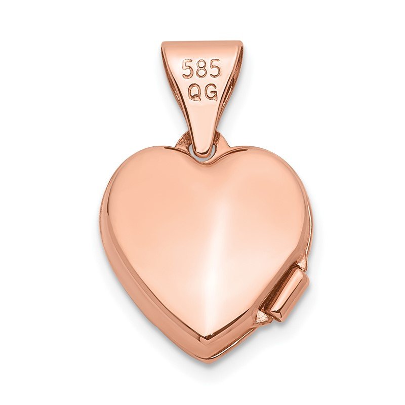 14k Rose Gold Polished Plain 10mm Heart Locket