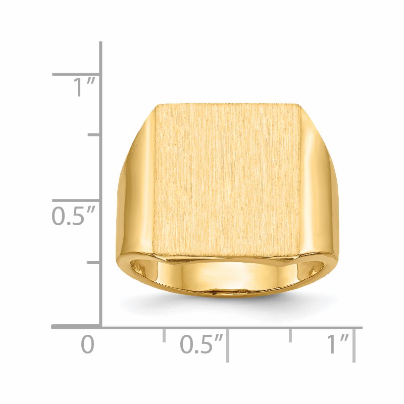 14k 15.5x17.5mm Open Back Mens Signet Ring