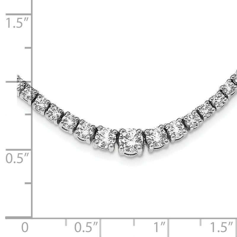14k White Gold Complete 6.8 carat Round AAA Graduated Diamond 16 inch Necklace