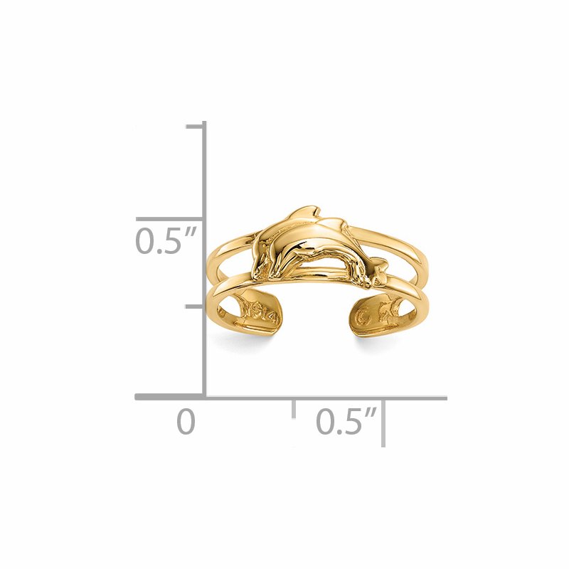 14k Dolphins Toe Ring