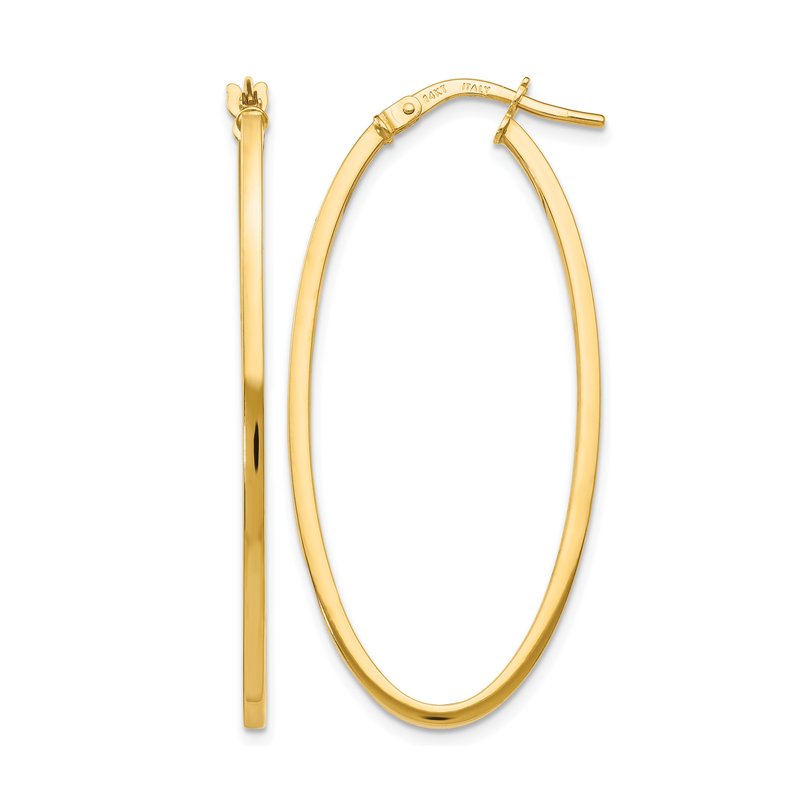 14K Polished Oval Hoop Earrings