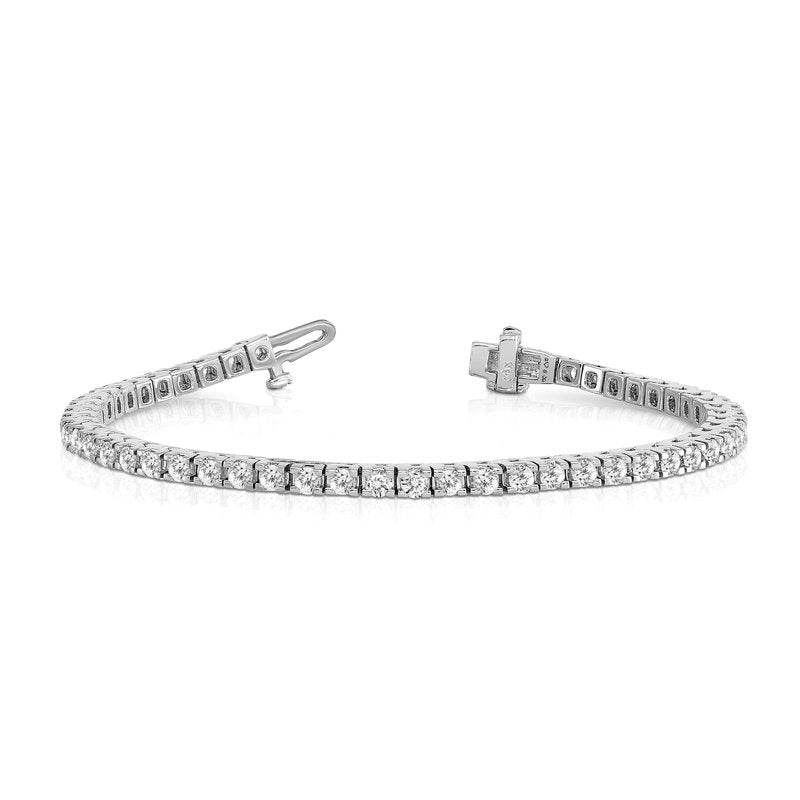 14K White Gold 4 1/10 carat Lab Grown Diamond VS+ F+ Complete Tennis Bracelet