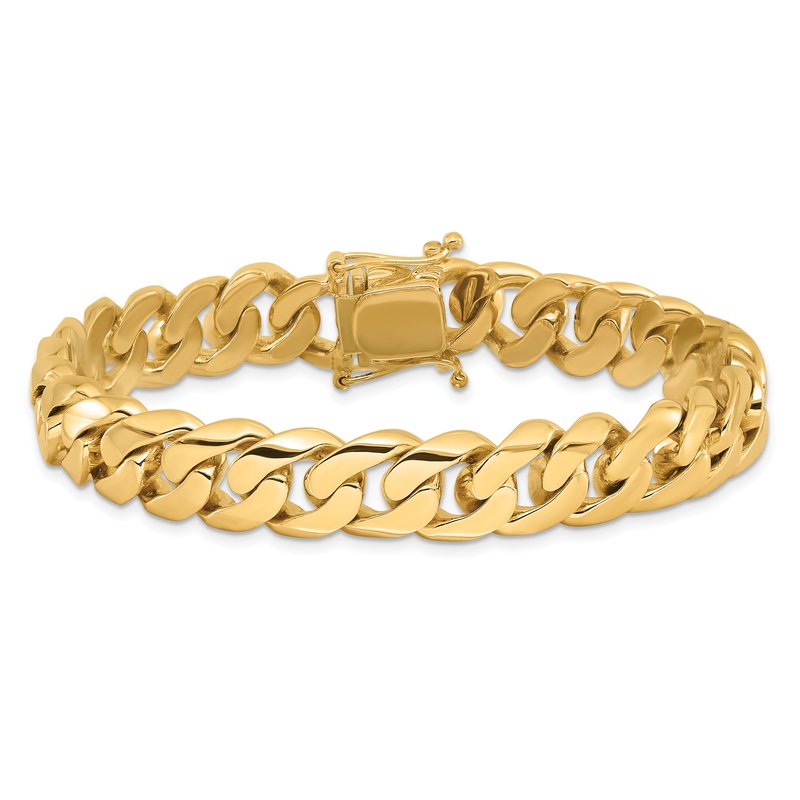 14K 20 inch 10.8mm Hand Polished Rounded Curb Link with Box Catch Clasp Chain