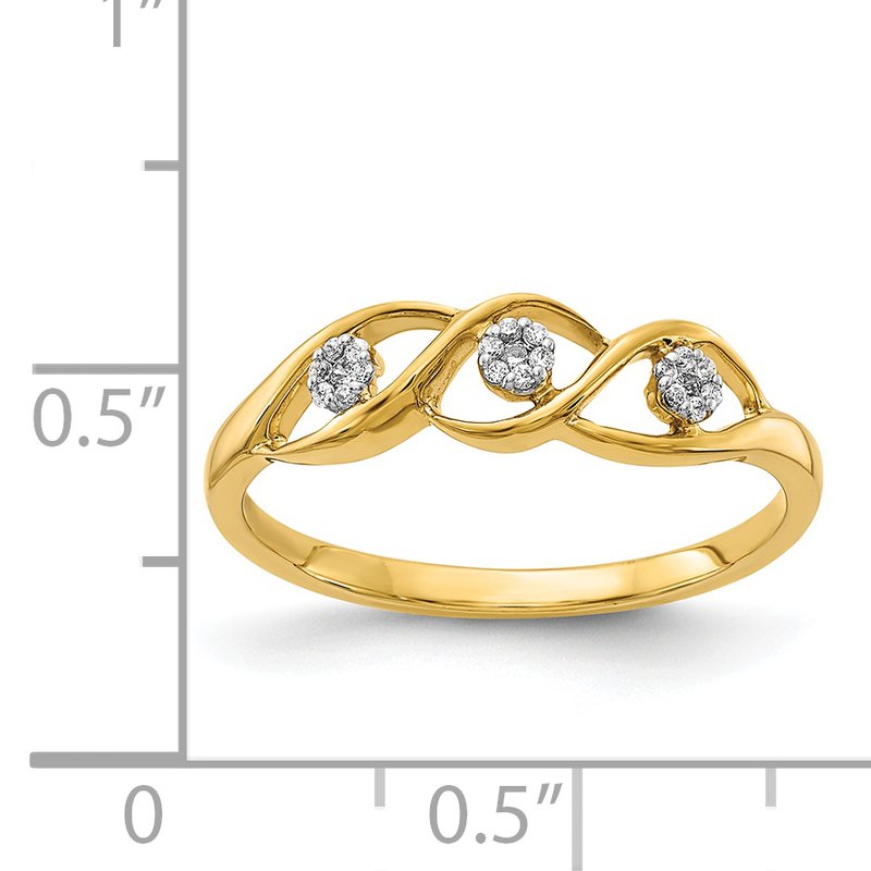 14k Gold Polished Diamond Wave Ring