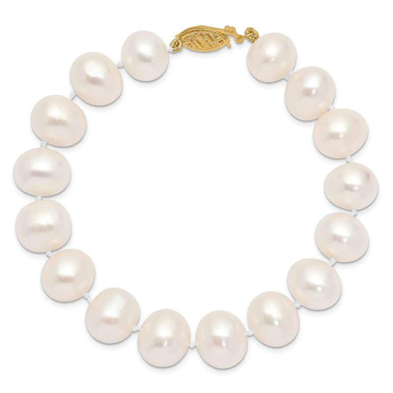 14k 11-12mm White Near-Round Freshwater Cultured Pearl 18 inch Necklace
