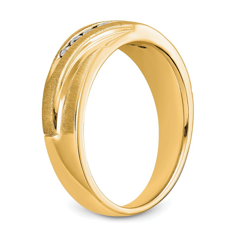 14K White Gold Men's 1/4 carat Lab Grown Diamond VS+ F+ Complete Brushed and Polished Band