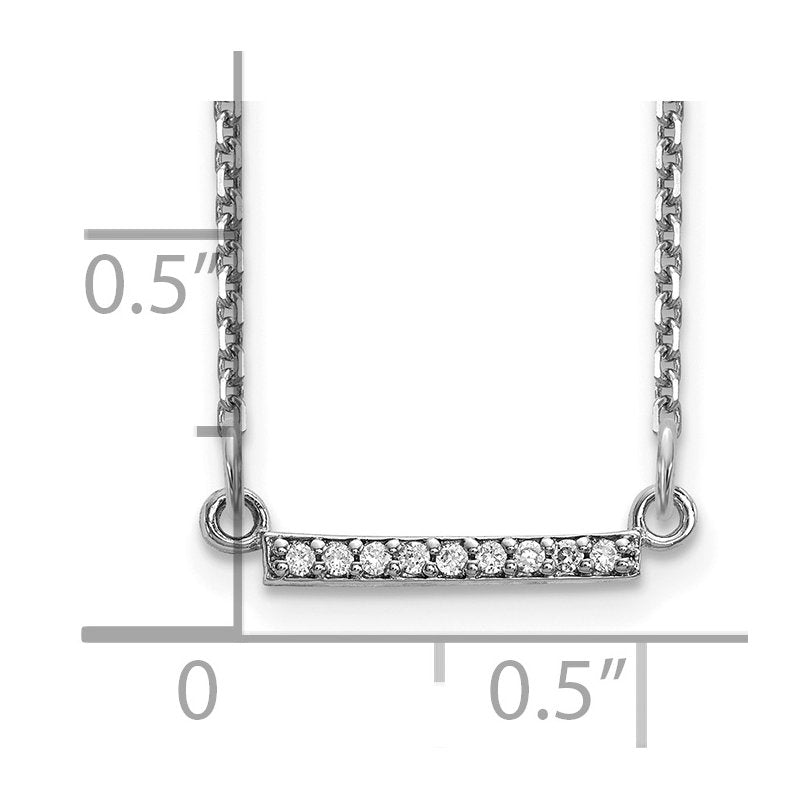 14k White Gold Polished 1/20 carat AA Diamond Tiny Bar 18 inch Necklace