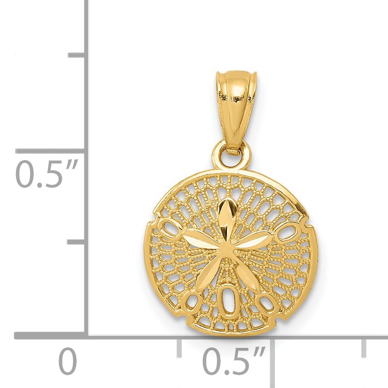 14k Gold Polished Filigree Sand Dollar Pendant