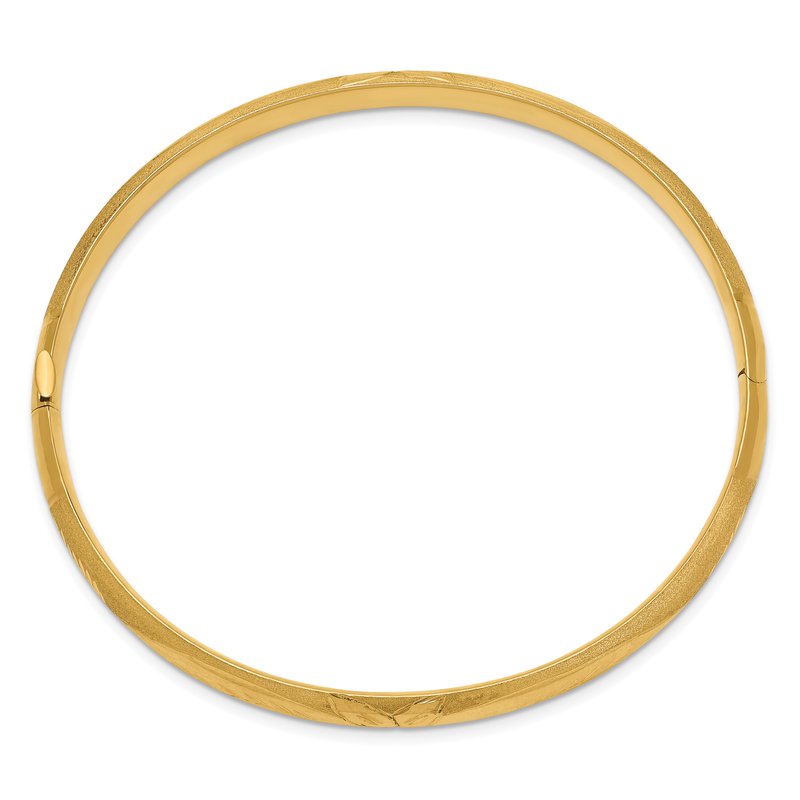 14k 4/16 Oversize Florentine Engraved 6.00mm Hinged Round Bangle Bracelet