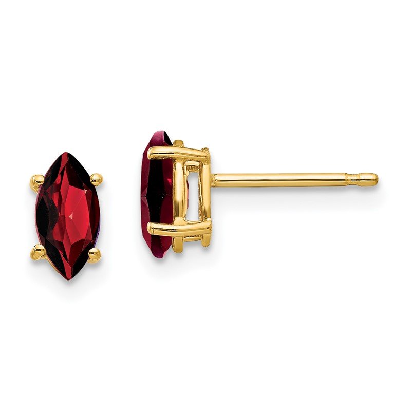 14k 7x3.5mm Marquise Garnet Post Earrings