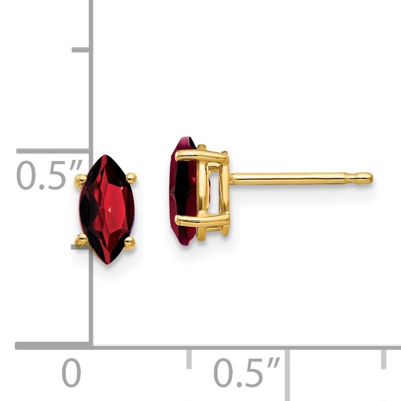 14k 7x3.5mm Marquise Garnet Post Earrings