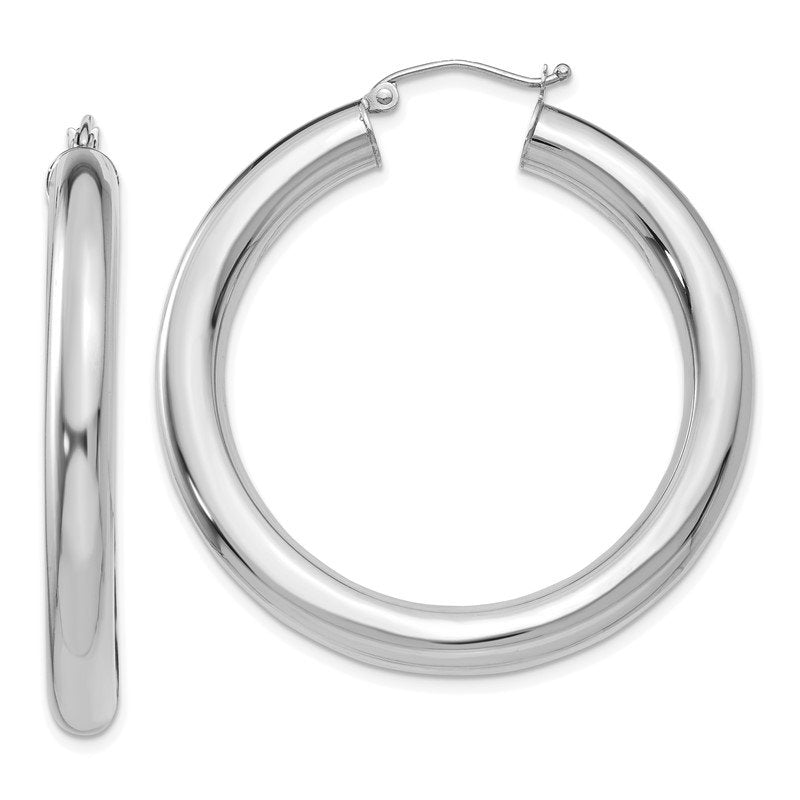 14k White Gold 5x40mm Polished Lightweight Hoop Earrings