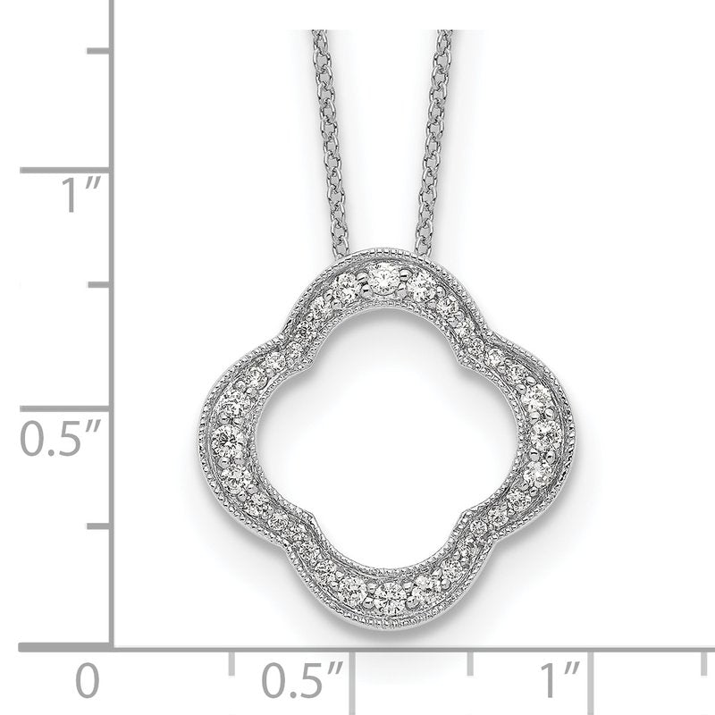 14K White Gold 1/6 carat Lab Grown Diamond VS+ F+ 18 in Complete Quatrefoil Floral Necklace