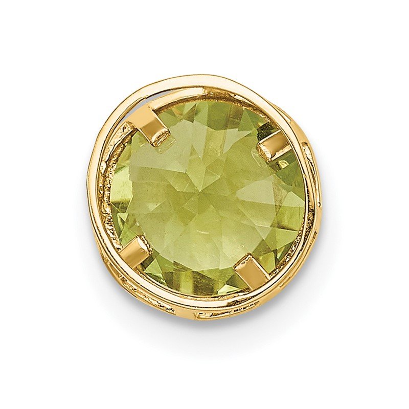 14k 7mm Round Peridot Bezel Chain Slide