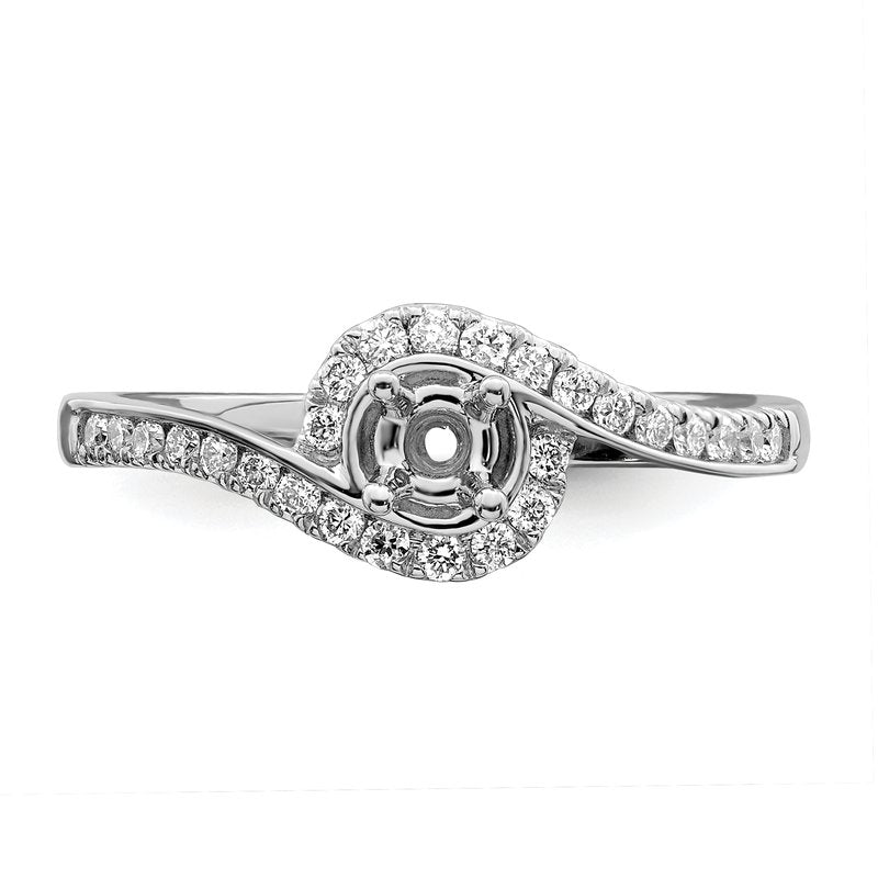 14K White Gold 1/4 carat Lab Grown Diamond VS/SI  D E F  Semi Mount Round By-Pass Engagement Ring