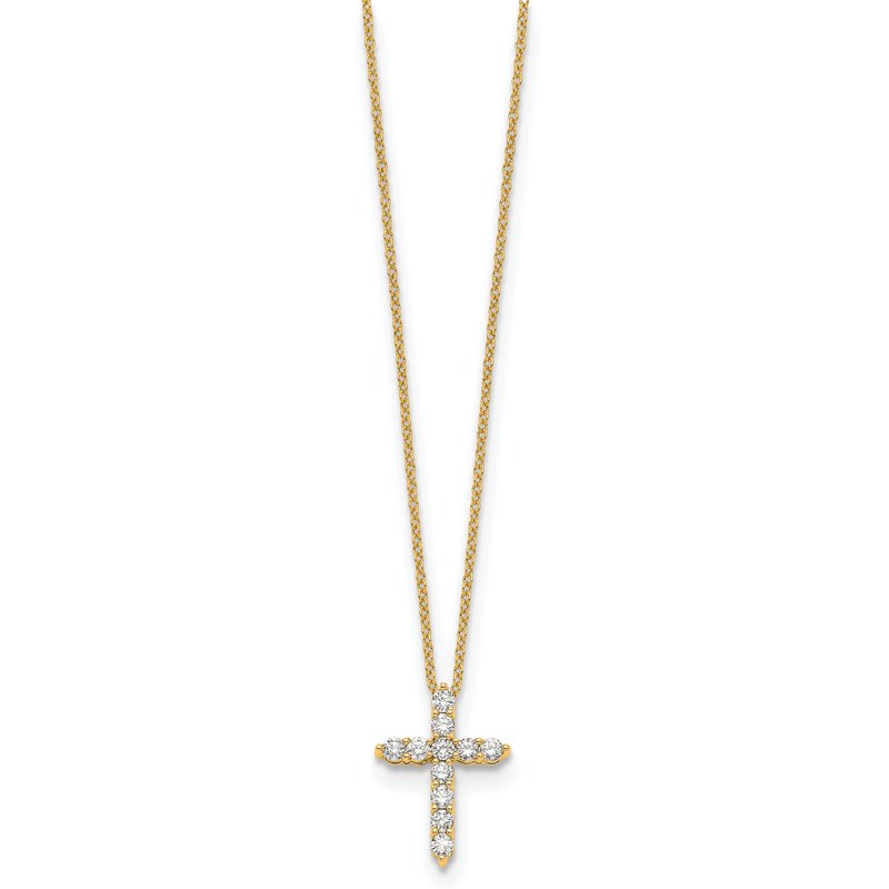 14k White Gold 1/4 carat Diamond Cross Pendant 18 inch Necklace