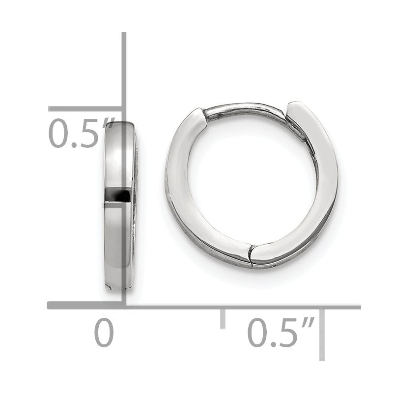 14k White Gold Round Hinged Hoop Earrings