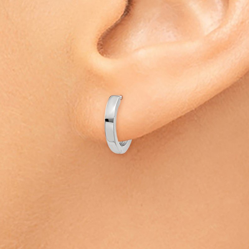 14k White Gold Round Hinged Hoop Earrings