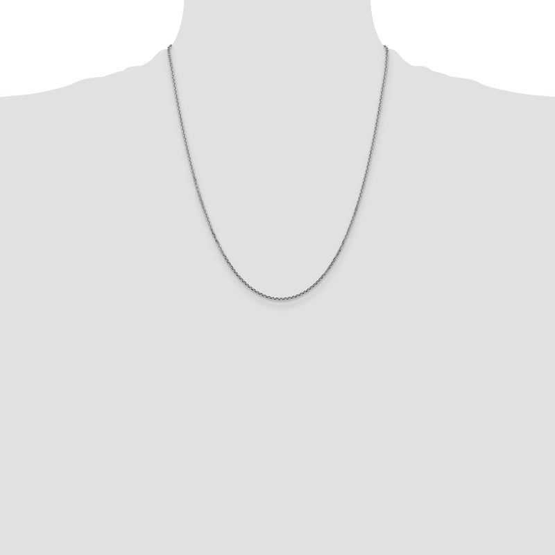 14K White Gold 10 inch 1.45mm Diamond-cut Cable with Lobster Clasp Anklet