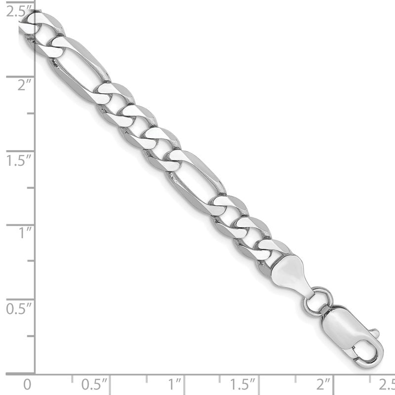 14K White Gold 26 inch 6mm Flat Figaro with Lobster Clasp Chain
