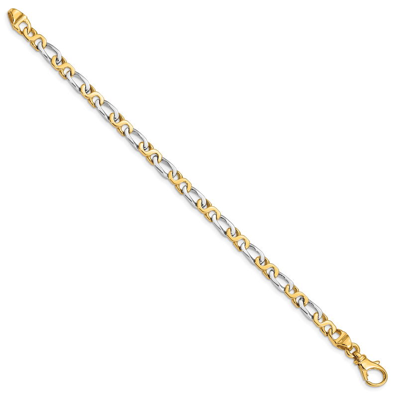 14K Two-tone 18 inch 4.8mm Hand Polished Fancy Link with Fancy Lobster Clasp Chain