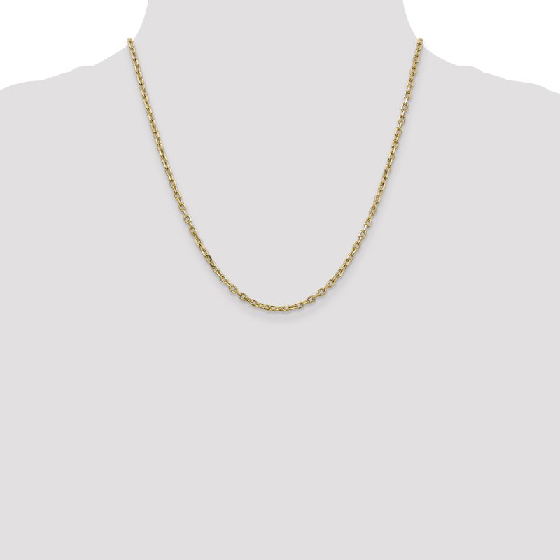 14K 26 inch 3mm Diamond-cut Round Open Link Cable with Lobster Clasp Chain