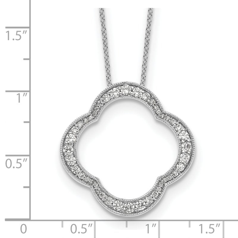 14K White Gold 1/6 carat Lab Grown Diamond VS+ F+ 18 in Complete Quatrefoil Floral Necklace