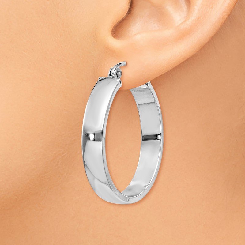 14k White Gold Polished Hoop Earring