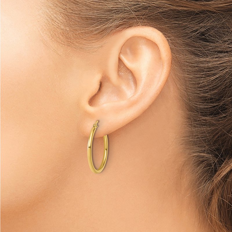 10K Polished Hinged Hoop Earrings