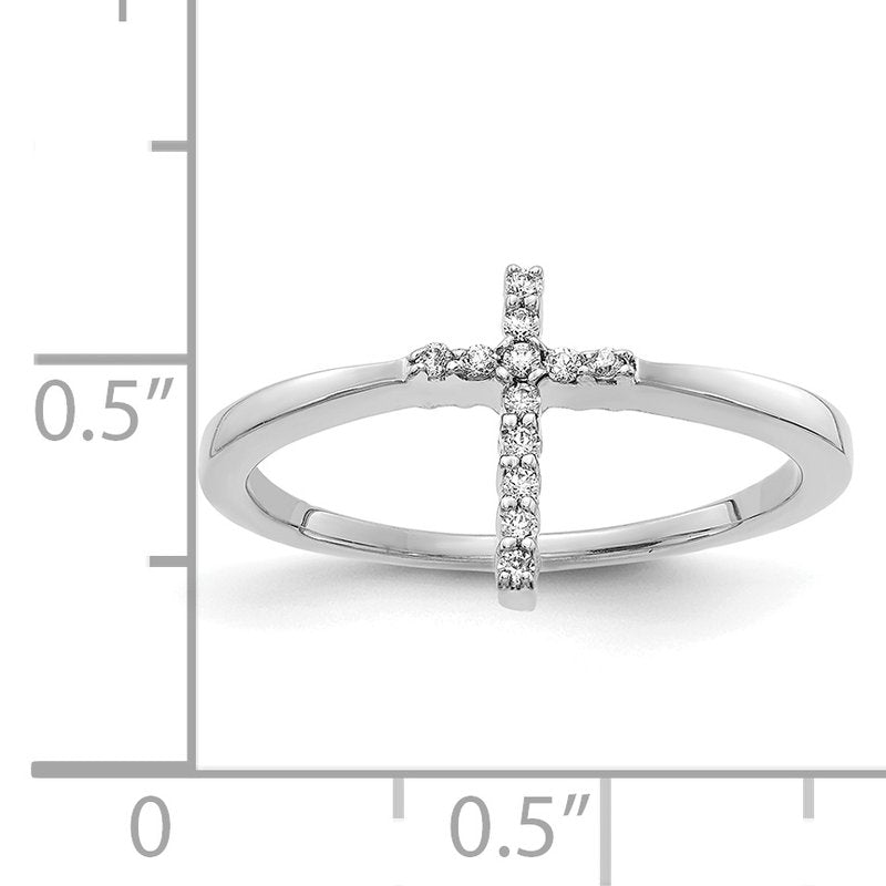 14k White Gold Diamond Cross Ring