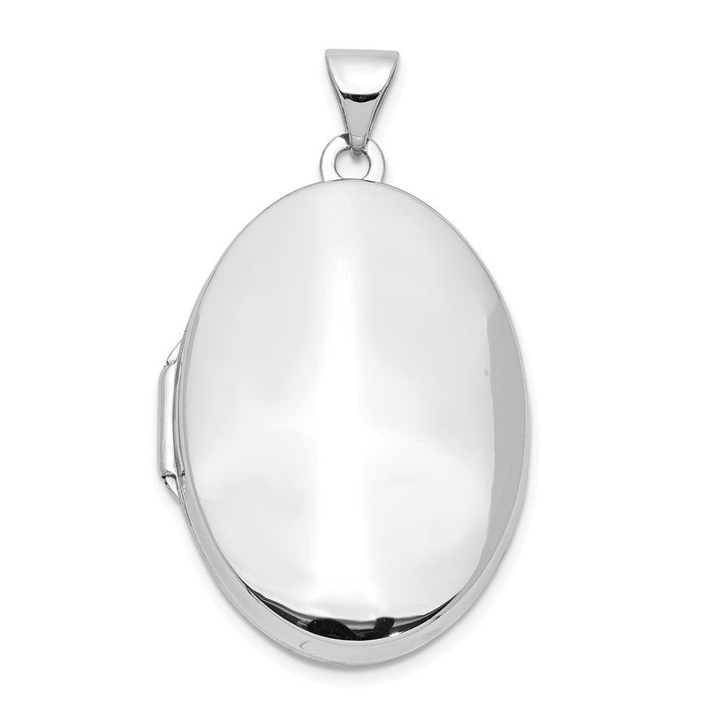 14k White Gold Polished Domed Plain 26mm Oval Locket