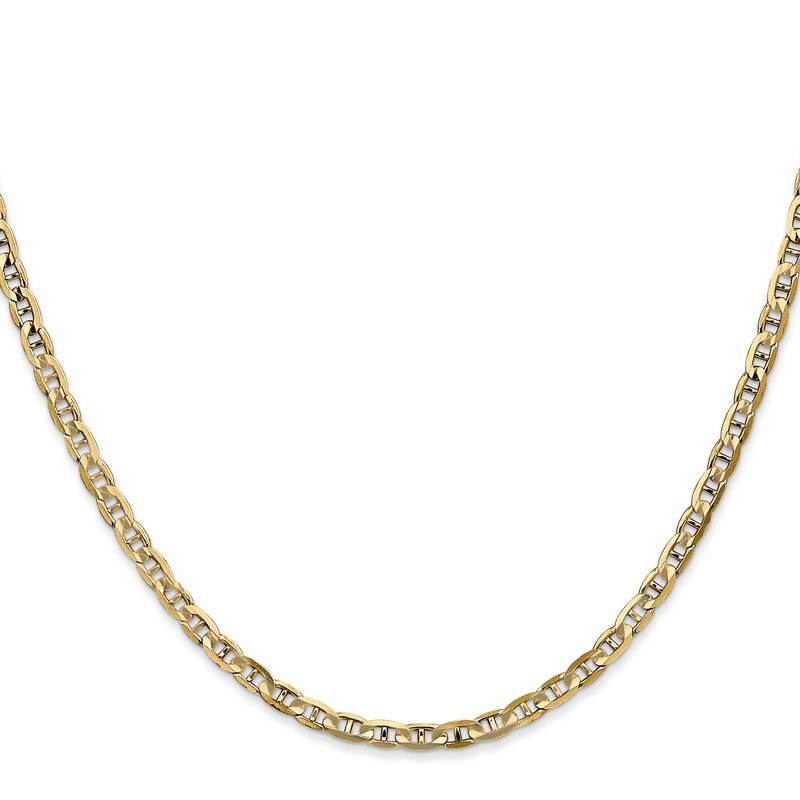 14K 10 inch 3mm Concave Anchor with Lobster Clasp Chain