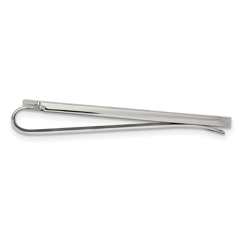Stainless Steel Brushed and Polished with Black CZ Money Clip