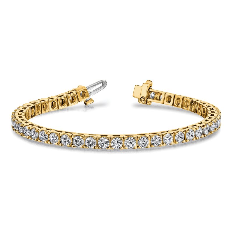 14k Complete 7.5 carat Round AA Diamond 4-prong 7 inch Tennis Bracelet