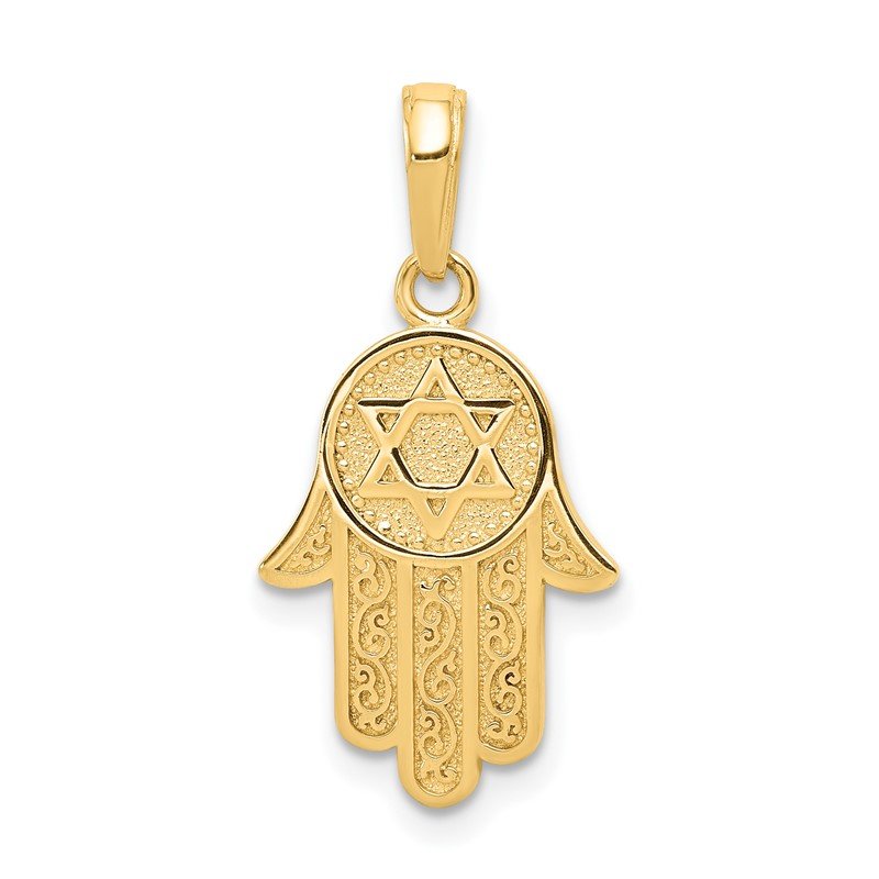 14k Chamseh Hand of God with Star of David Pendant
