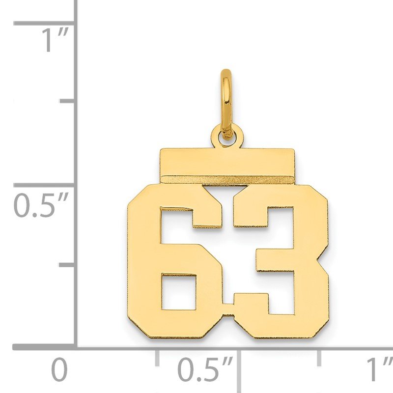 14k Small Polished Number 63 Charm