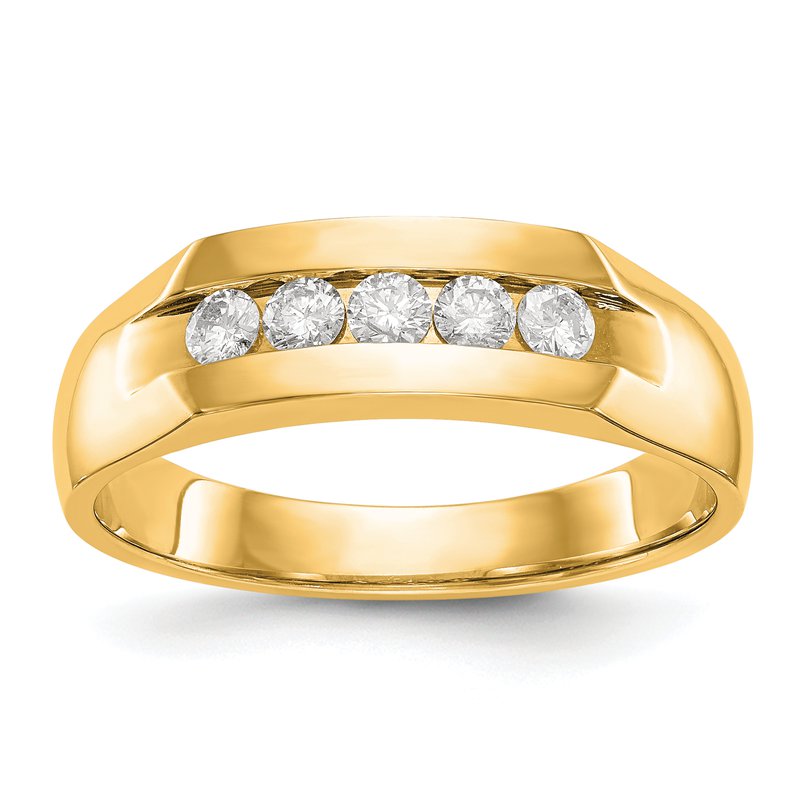 14K White Gold Men's 1/3 carat Lab Grown Diamond VS+ F+ Complete Channel Five Stone Band