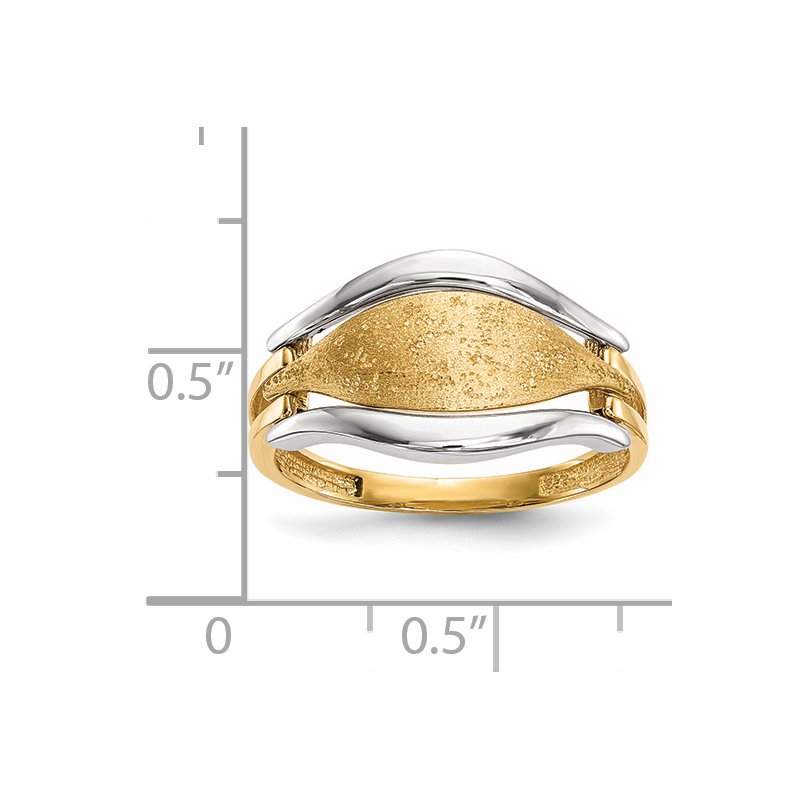 14k Two-tone Polished &amp; Textured Ring