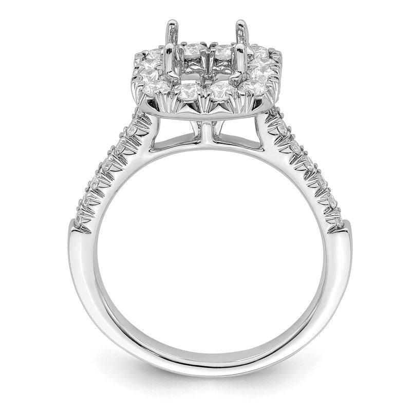 14K White Gold 1/2 carat Lab Grown Diamond VS+ F+ Semi-Mount Asscher Halo Engagement Ring