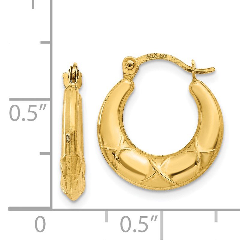 14K Hollow X Hoop Earrings