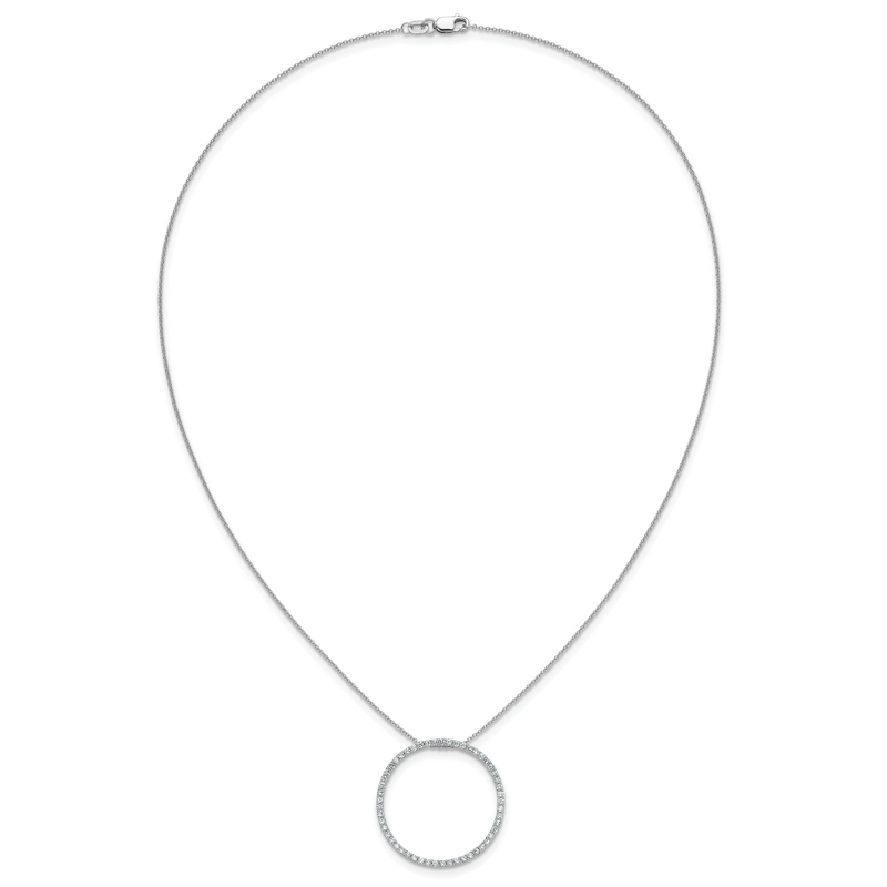 14k White Gold 1/4 carat Diamond Circle 18 inch Necklace