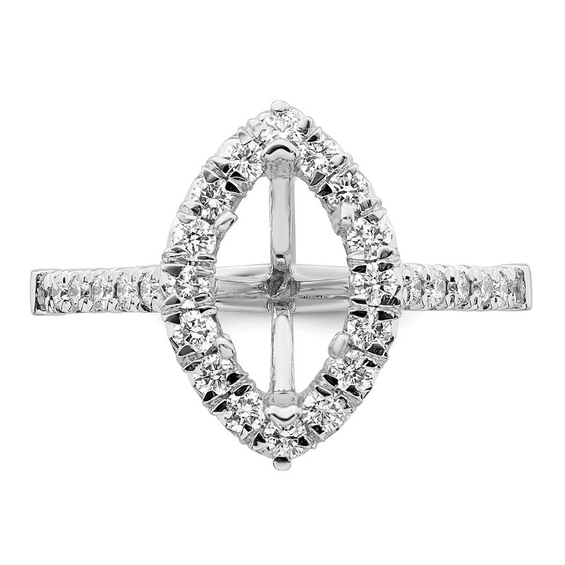 14K White Gold 1/3 carat Lab Grown Diamond VS+ F+ Semi-Mount Marquise Halo Engagement Ring